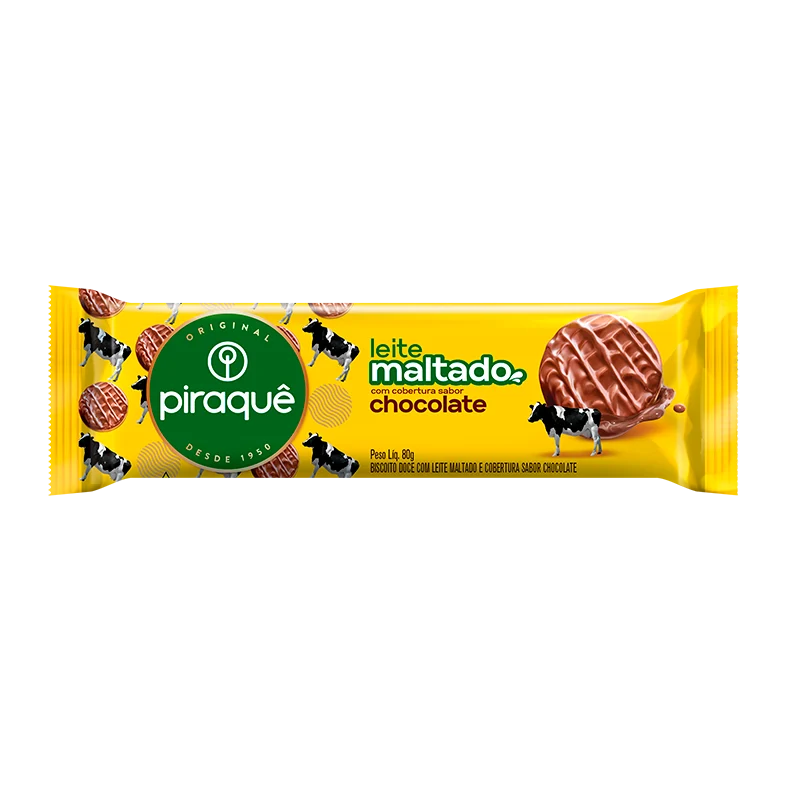 BISC PIRAQUE LEITE MALTADO COB CHOC 80G