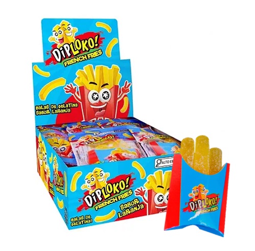 BALA DIP LOKO FRENCH FRIES LARANJA 15G