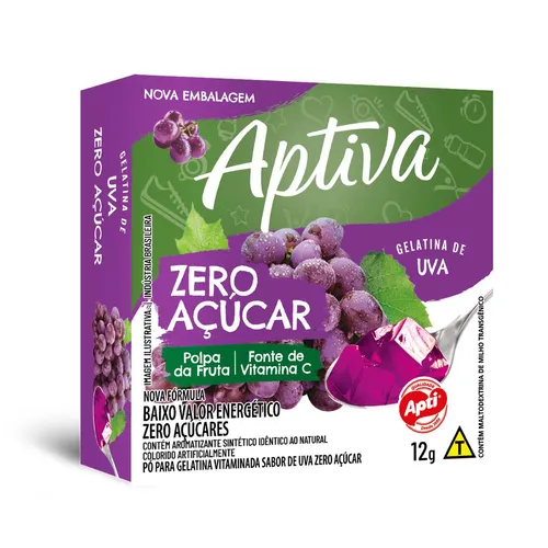 GELATINA ZERO AÇUCAR APTIVA UVA