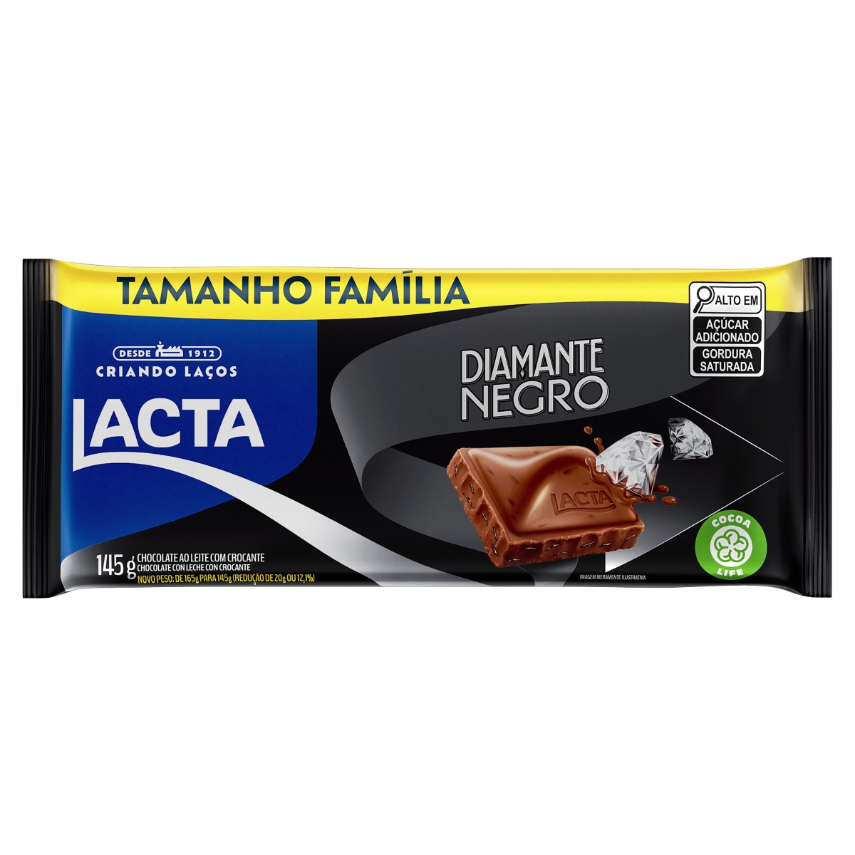 CHOC TABLETE LACTA DIAMANTE NEGRO 145G