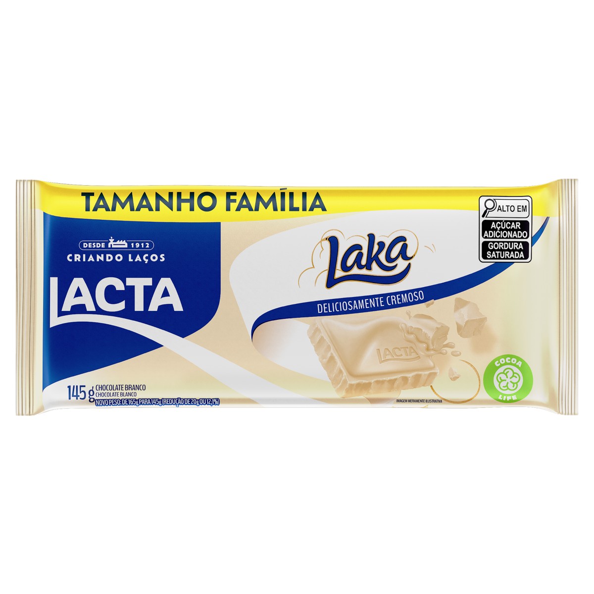 CHOC TABLETE LACTA LAKA BRANCO 145G