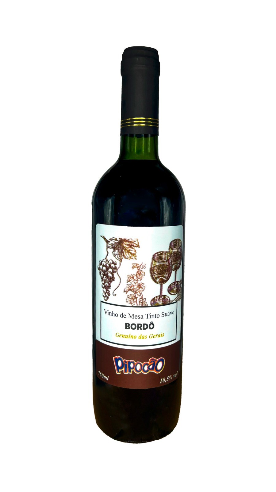 VINHO PIPOCAO BORDO ROLHA TT SUAVE 750ML