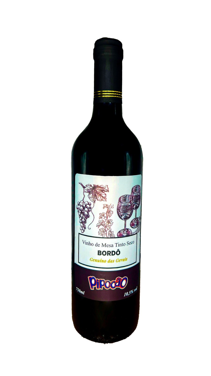 VINHO PIPOCAO BORDO ROLHA TT SECO 750ML
