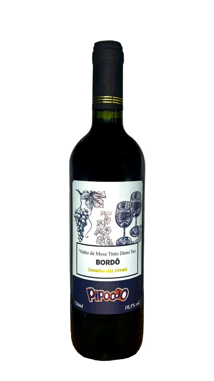 VINHO PIPOCAO BORDO ROLHA TT DEMI 750ML