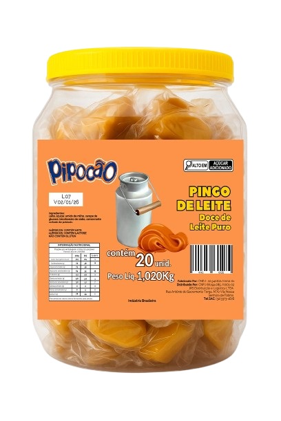 DOCE PIPOCAO PINGO DE LEITE POTE C/20