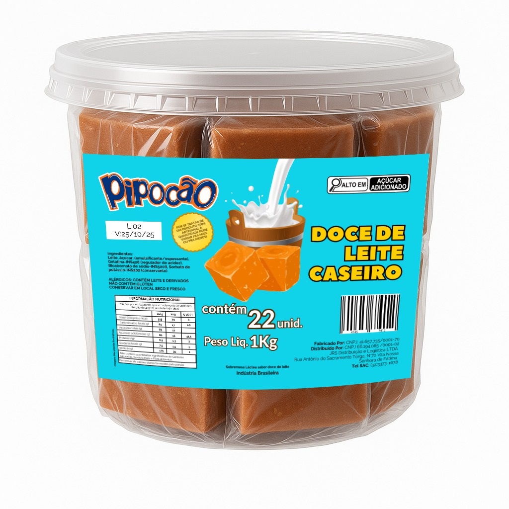 DOCE PIPOCAO LEITE CASEIR 1KG APROX C/22