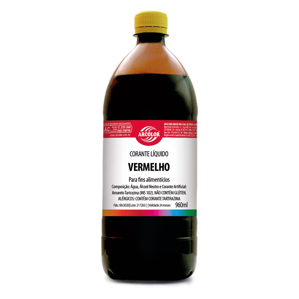 CORANTE ARCOLOR LIQ VERMELHO 960ML