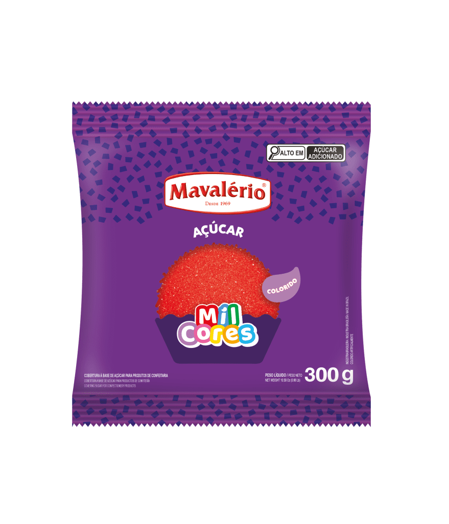 ACUCAR COLORIDO MAVALERIO VERMELHO 300G
