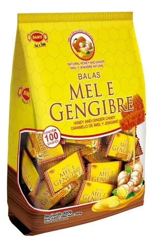 BALA SAMS MEL E GENGIBRE 450G C/100