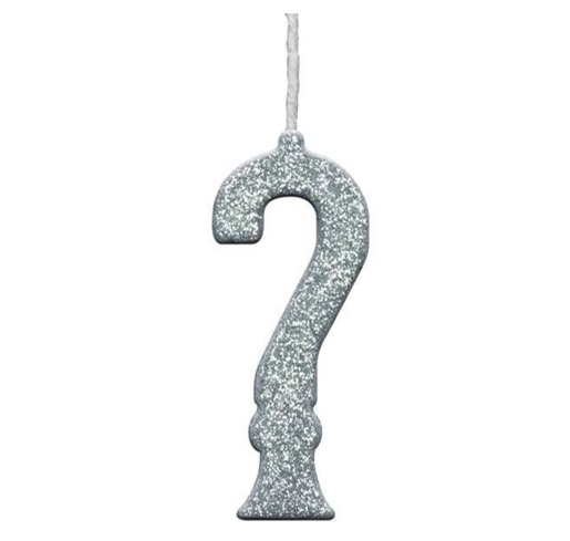 VELA REGINA GLITTER PRATA INTERROGACAO
