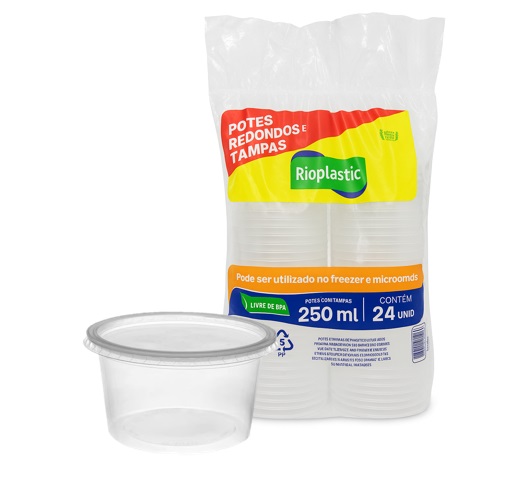 POTE PLAST C/TP PP MIC RIOPLA 250ML C/24