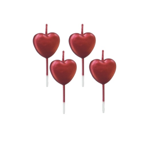 VELA BRINK BEM CORACAO VERMELHO MET C/4