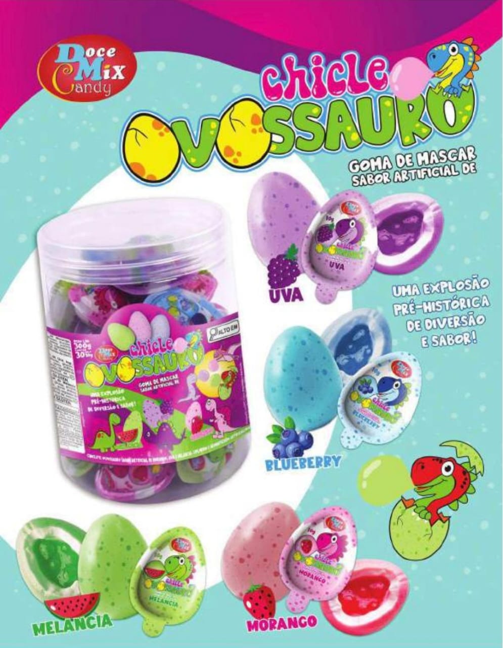 CHICLE OVOSSAURO DOCE MIX 10G SABORES