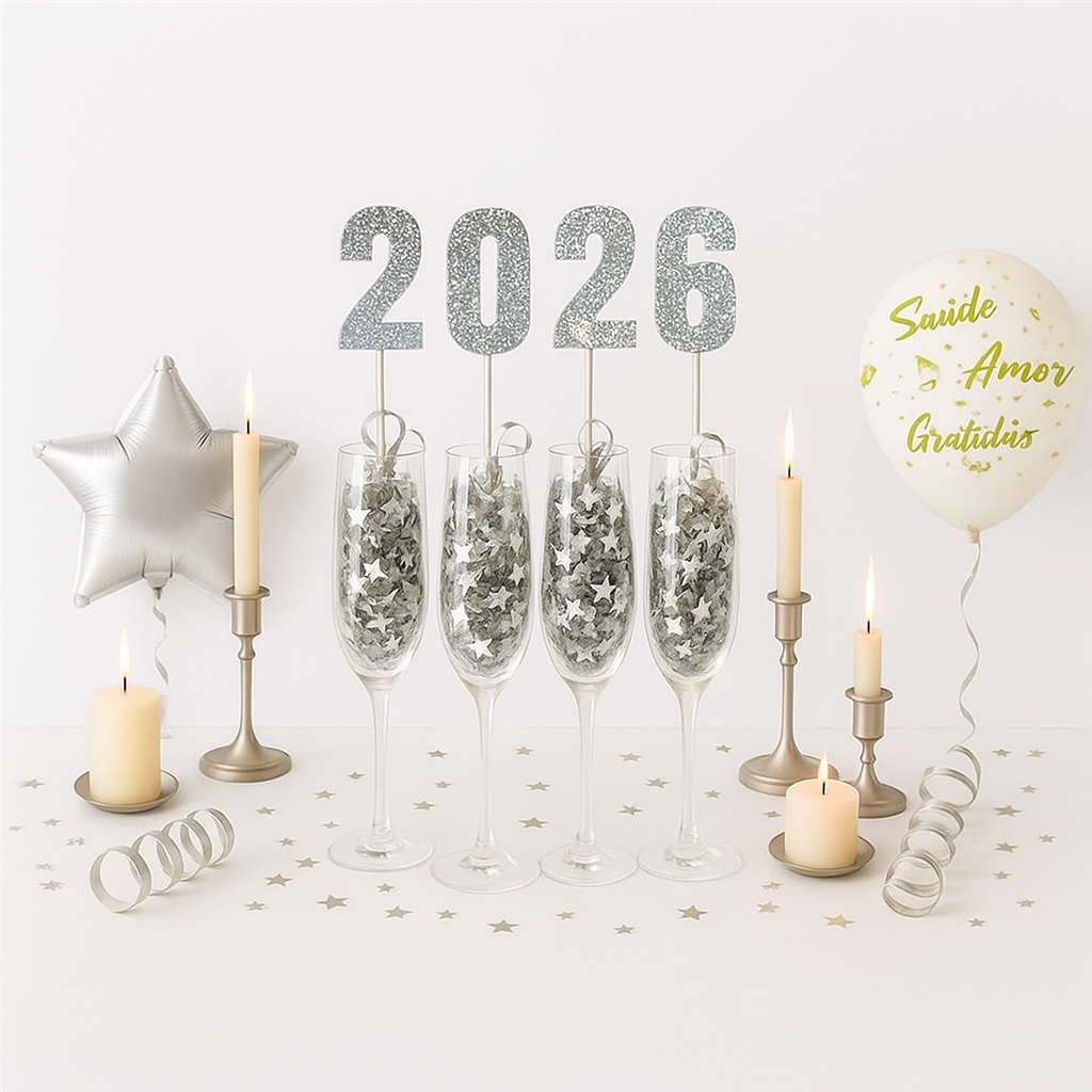 DECOR REGINA ANO NOVO 2026 PRATA HOLOG