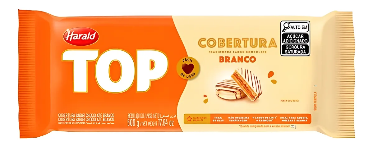 CHOC BARRA HARALD TOP BRANCO 500G