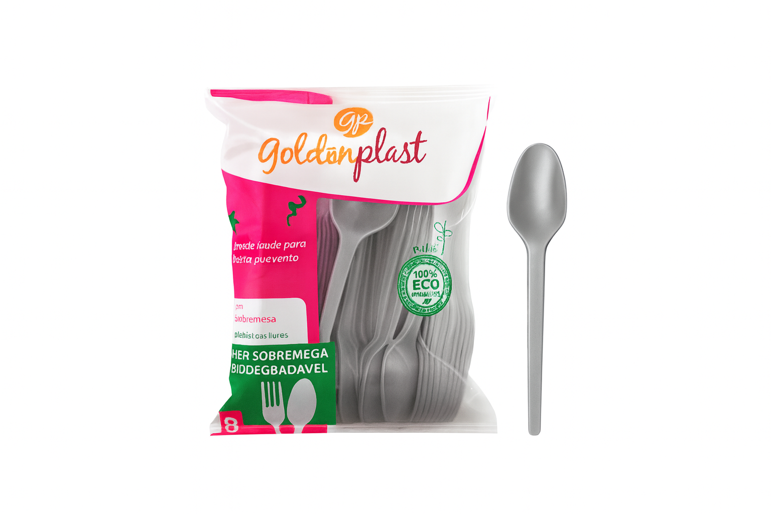 COLHER DESC GOLDENPLAS MASTER PRATA C/50