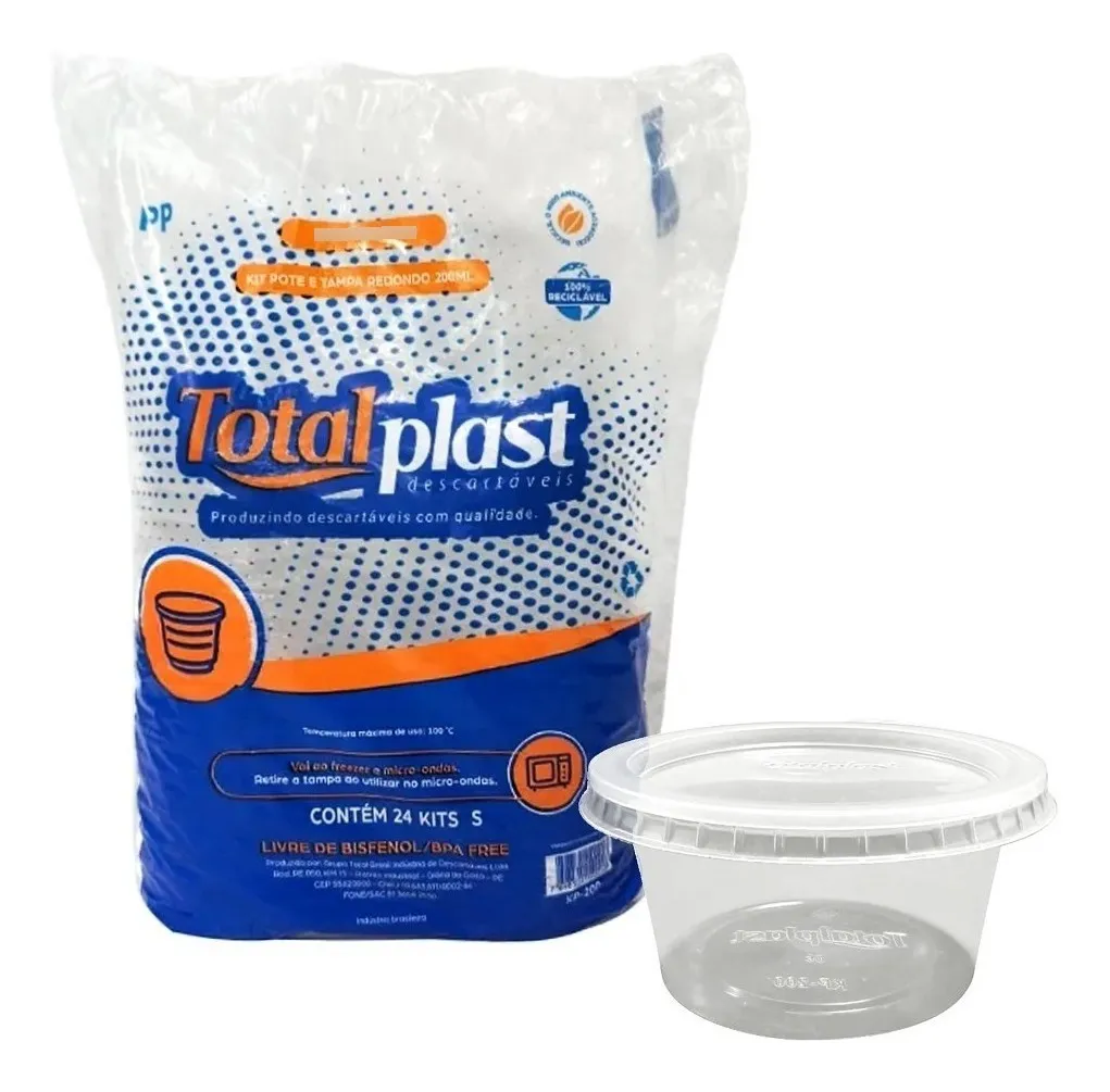 POTE PLAST C/TP PP MIC TOTALP 200ML C/24
