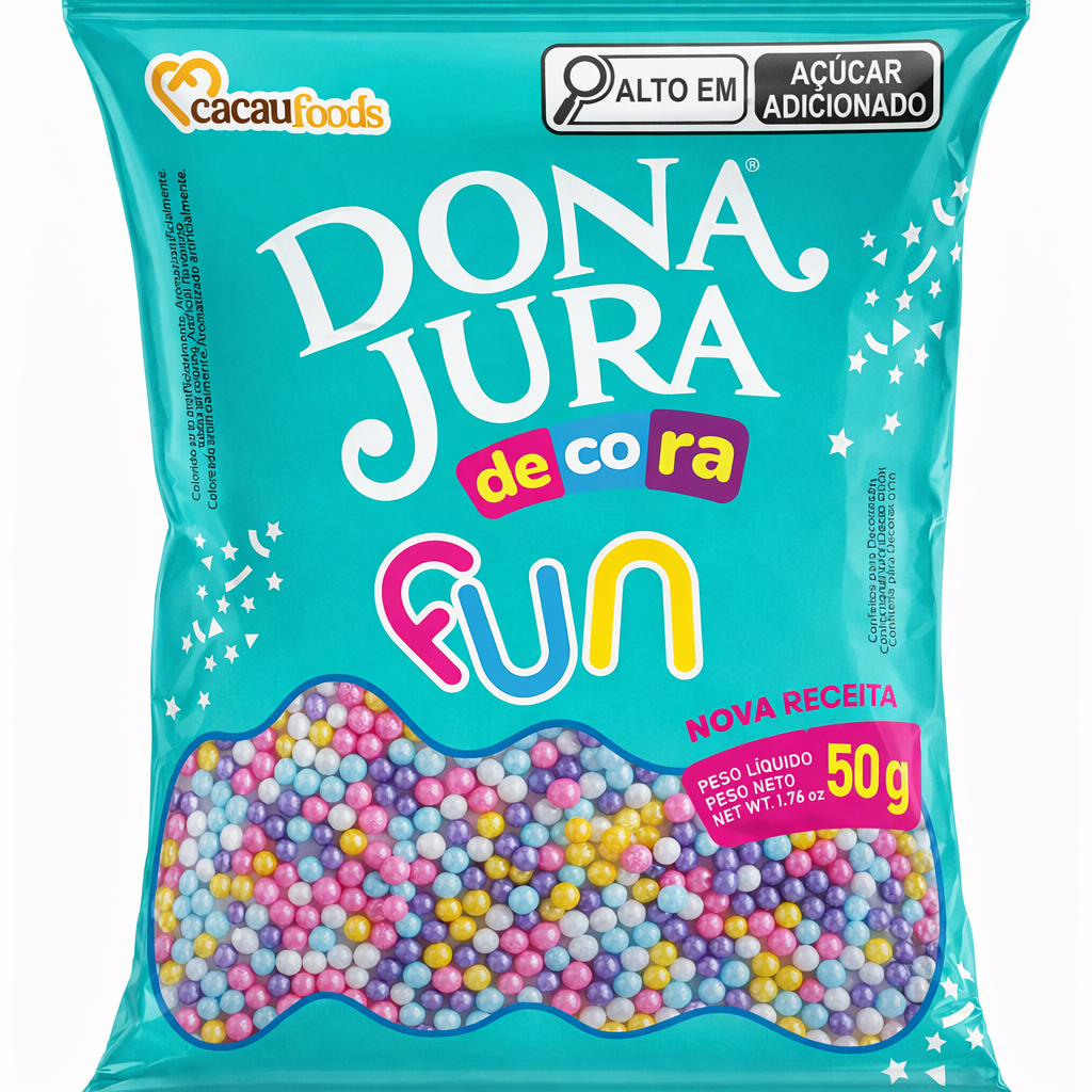 CONFEITO CACAU FOODS DECORA FUN COLO 50G