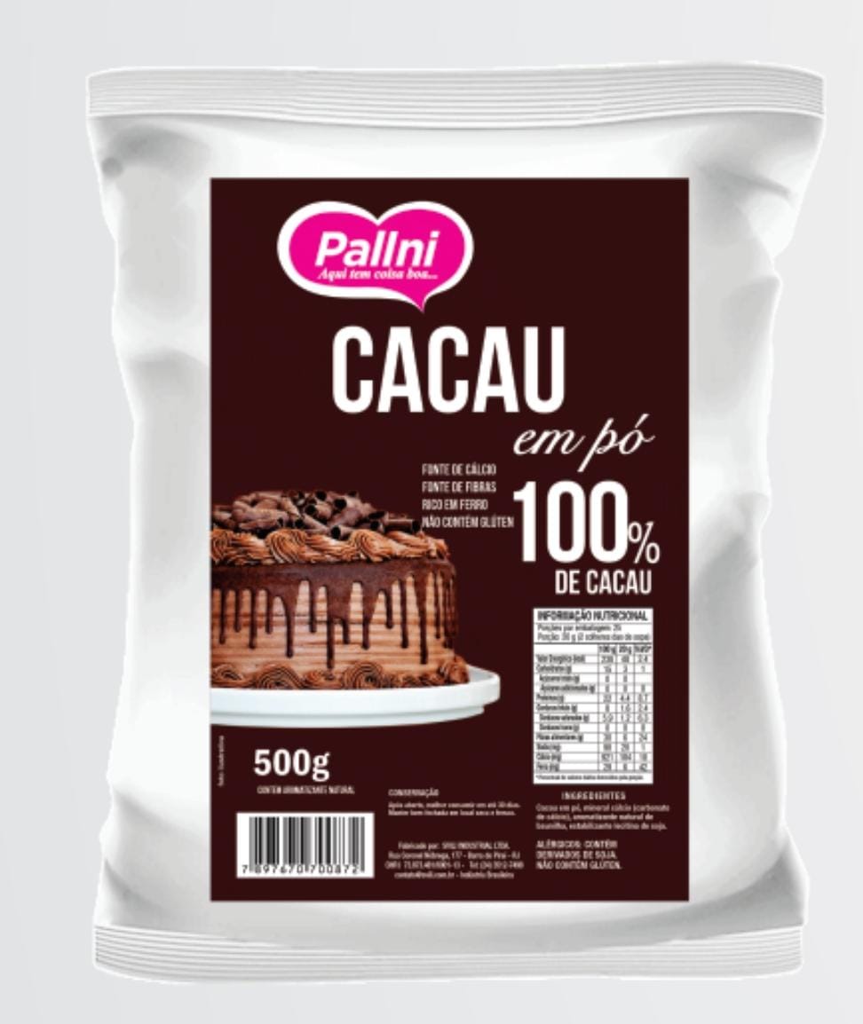CHOC EM PO PALLNI 100% CACAU 500G