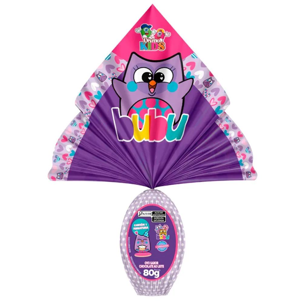 OVO PASCOA DIVINO BUBU E CORUJ LEITE 80G