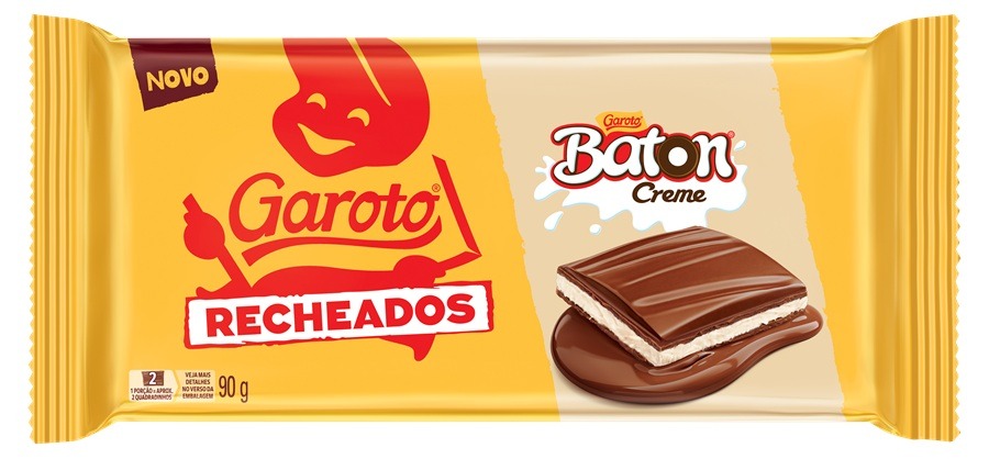 CHOC TABLETE GAROTO 90G RECH BATON CREME