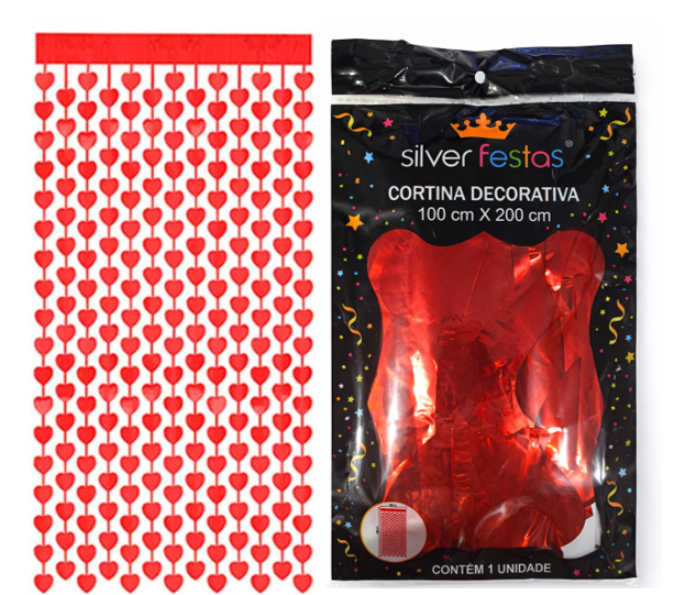 CORTINA SILVER METALIZ CORACAO 100X200CM
