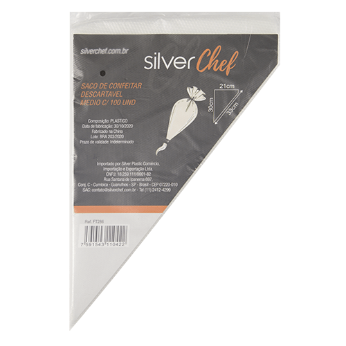 SACO P/CONFEITAR SILVER MEDIO 33CM C/10