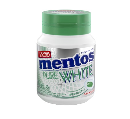 CHICLE MENTOS PURE WHITE SPEARMINT 56G
