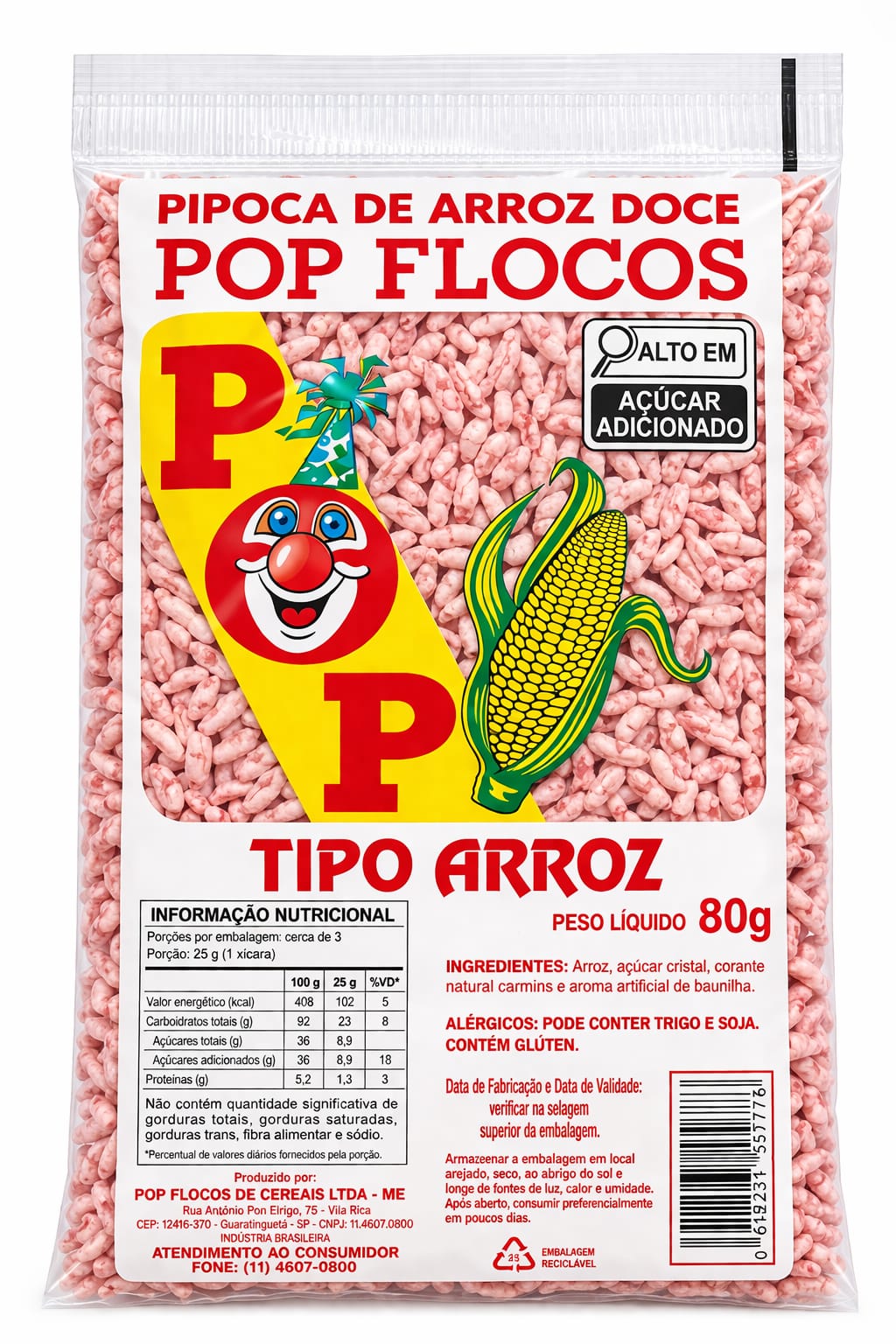 PIPOCA DE ARROZ DOCE POP FLOCOS  80G
