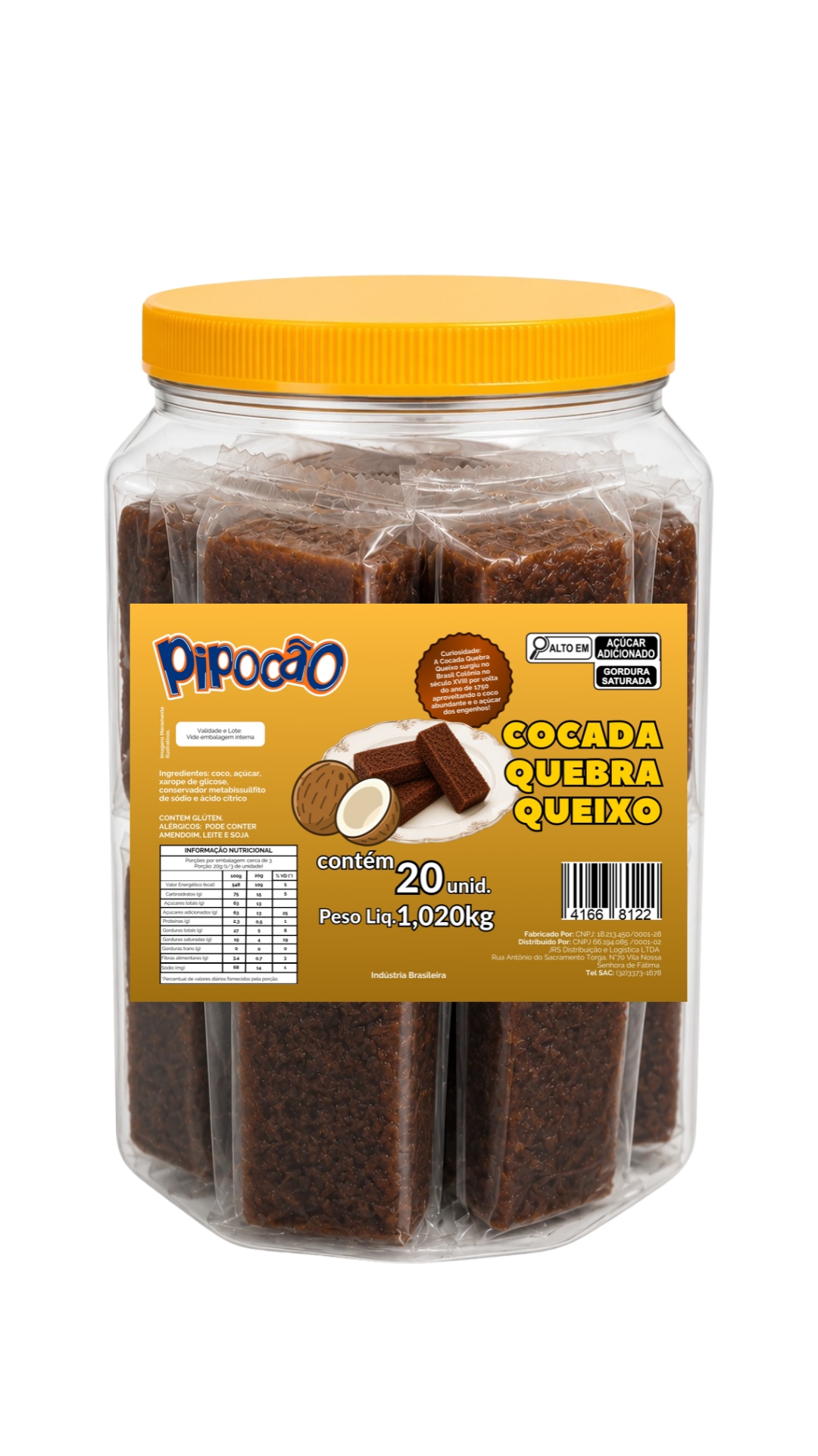 DOCE PIPOCAO COCADA QUEBRA QUEIXO C/20