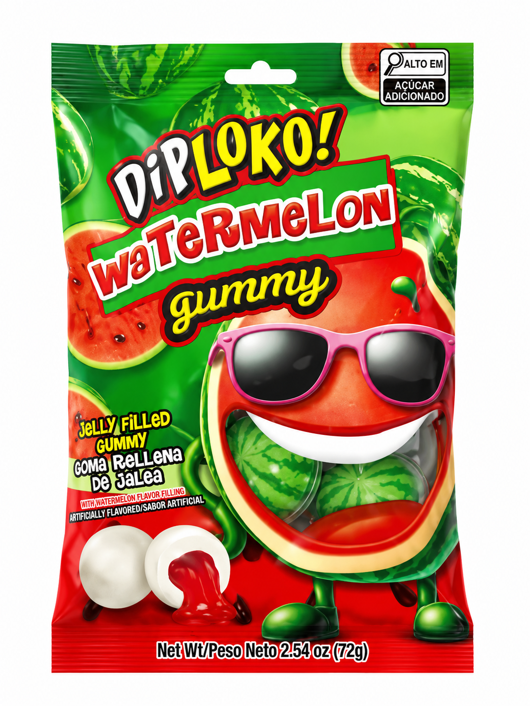 BALA GELATIN DIP LOKO MELANCIA GUMMY 72G