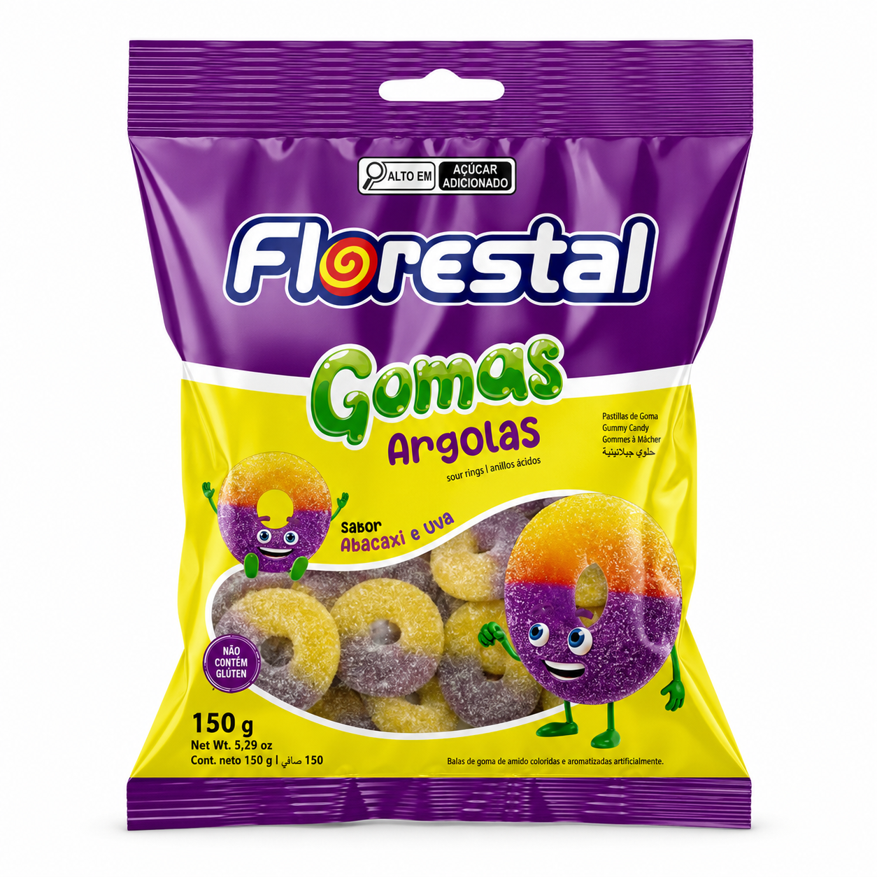 BALA DE GOMA FLORESTAL ABACAXI/UVA 150G