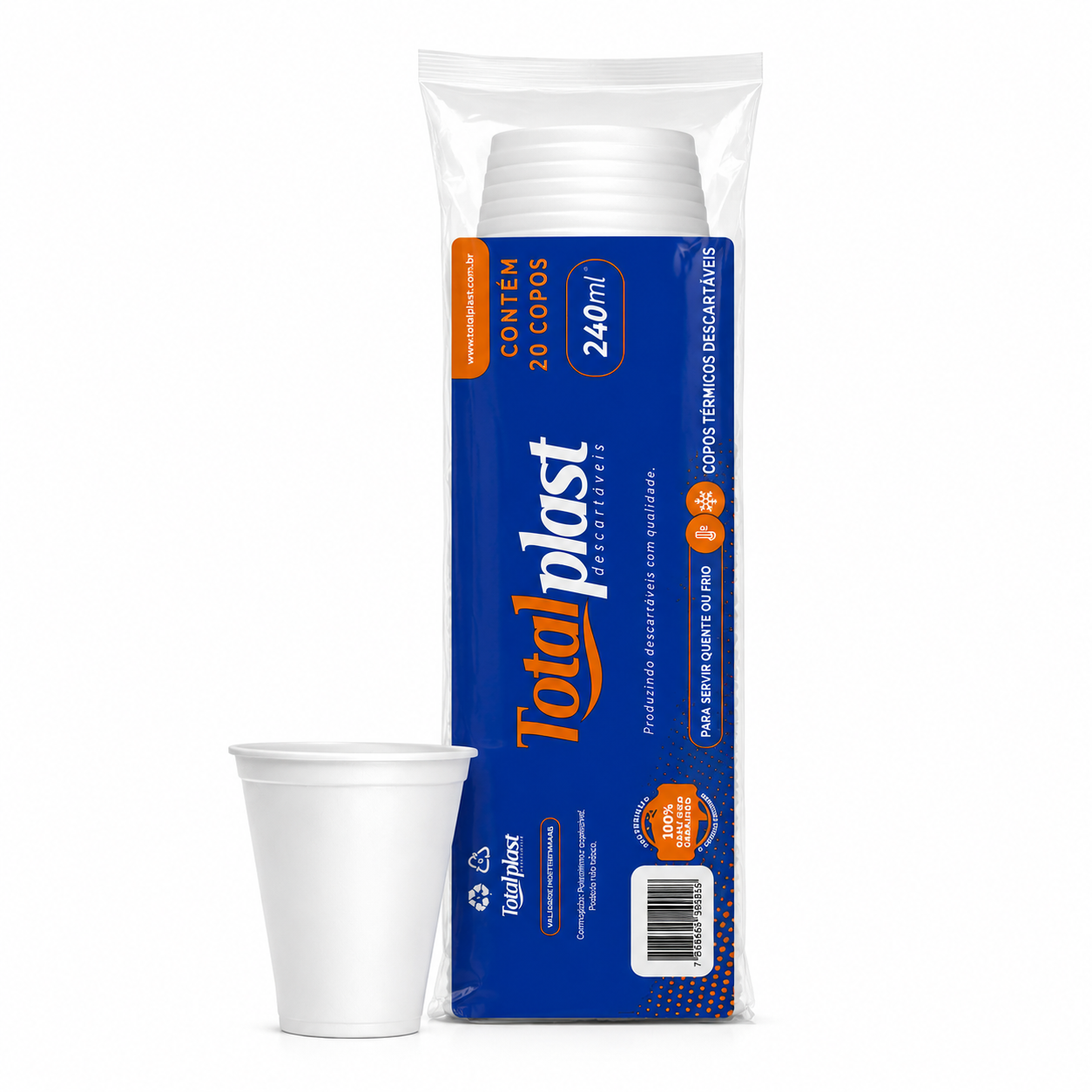 COPO ISOPOR TERMIC 240ML TOTALPLAST C/20