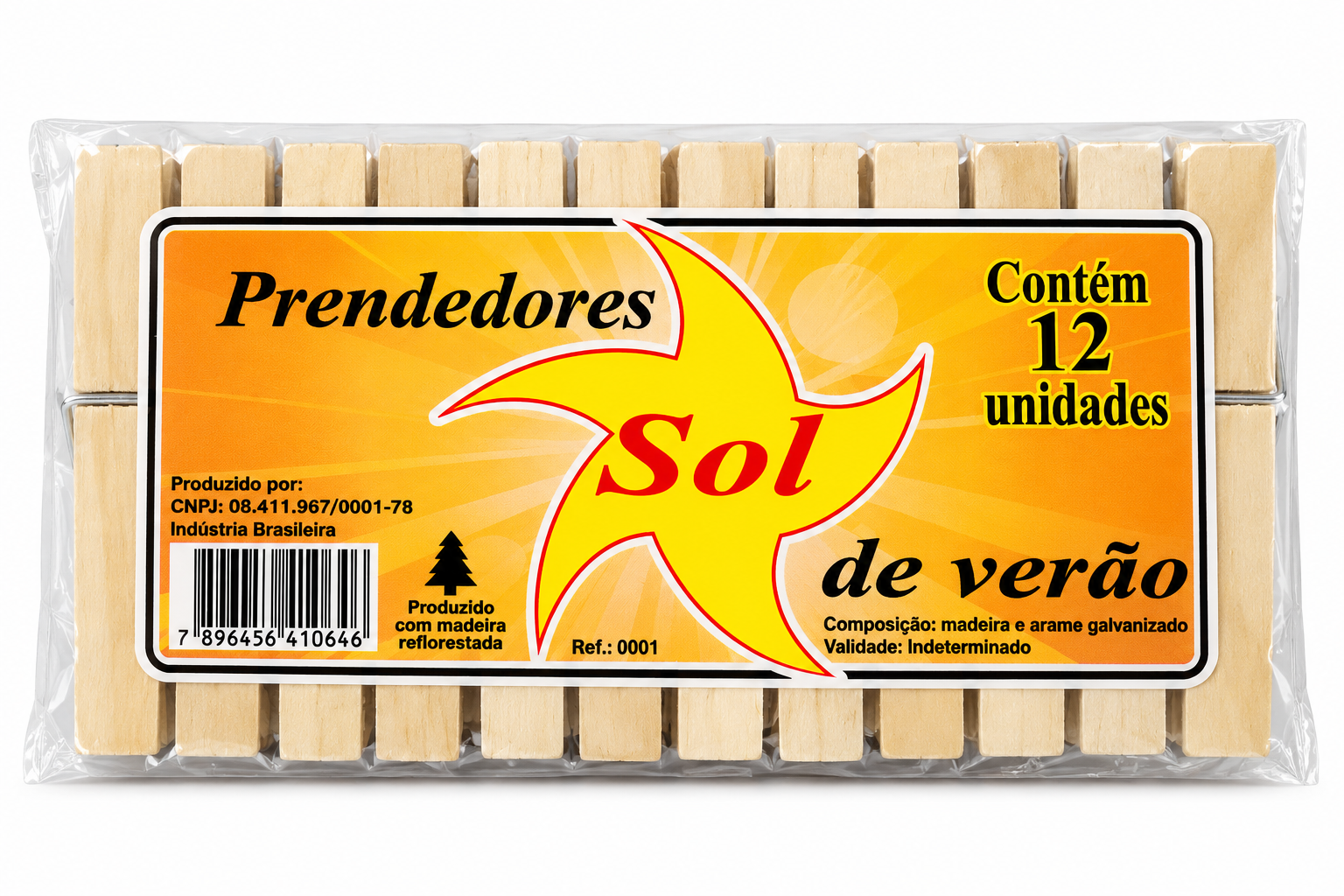 PRENDEDOR DE ROUPA MAD SOL DE VERAO C/12