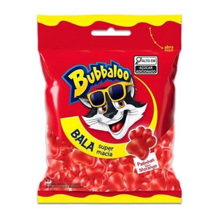 BALA BUBBALOO GELATINA MORANGO 75G