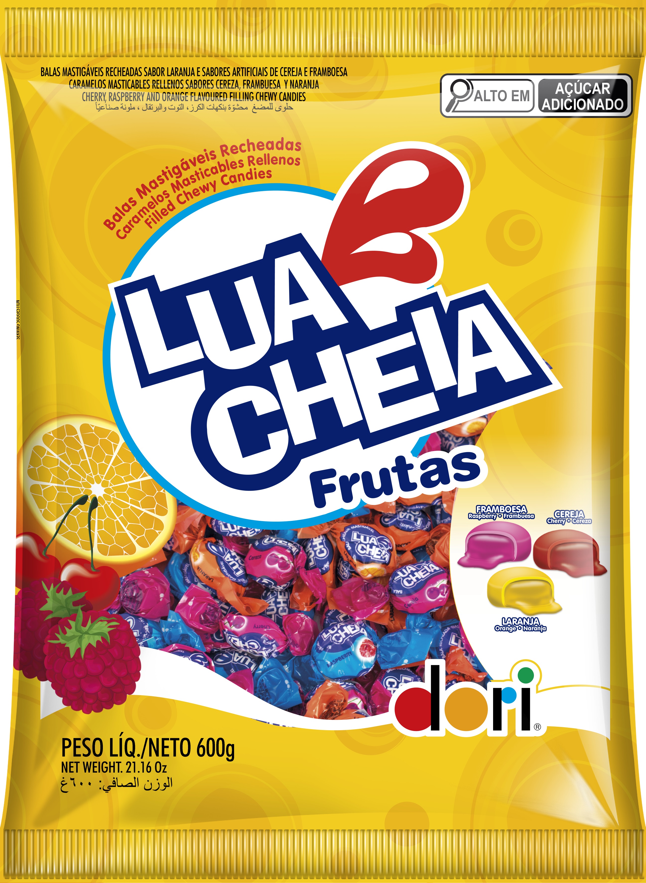 BALA DORI LUA CHEIA FRUTAS 600G
