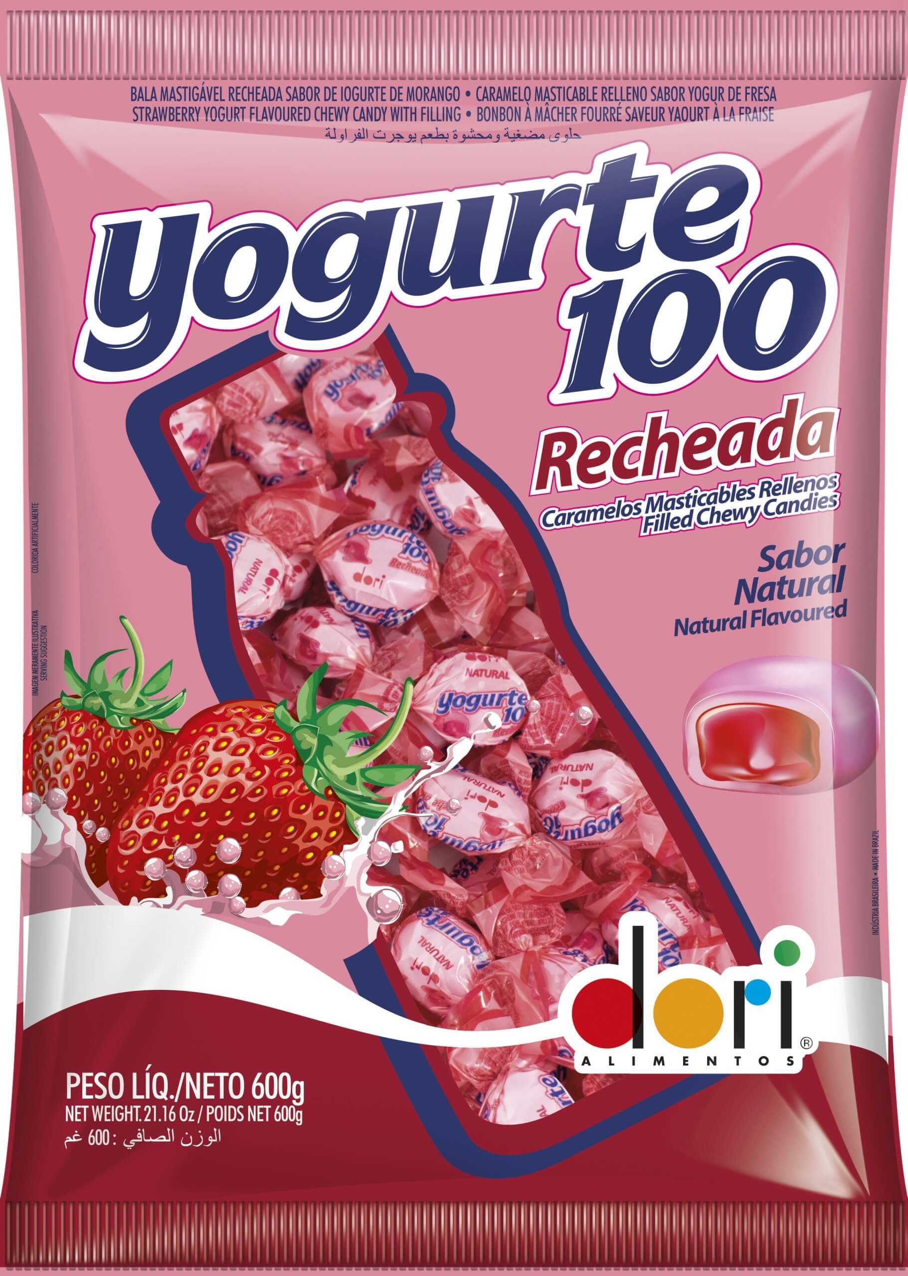 BALA DORI YOGURTE MORANGO RECHEADA 600G