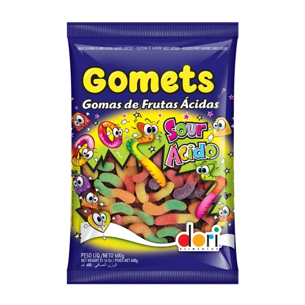 GOMA DORI GOMETS MINHOCA ACIDA 600G