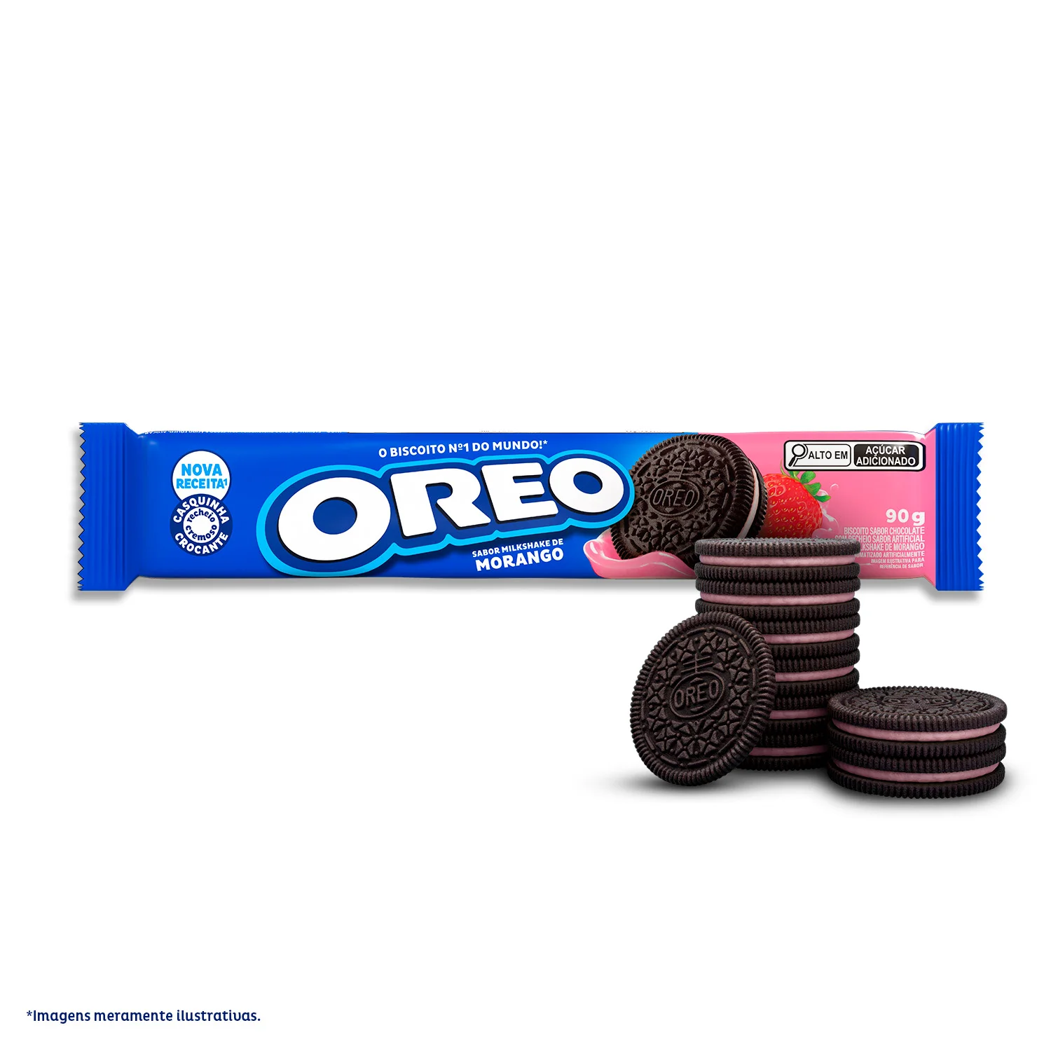 BISC RECH OREO MILKSHAKE MORANGO 90G